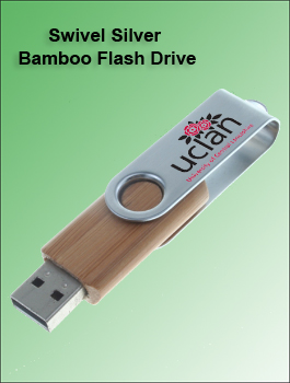 Swivel Silver Bamboo Flash Drive